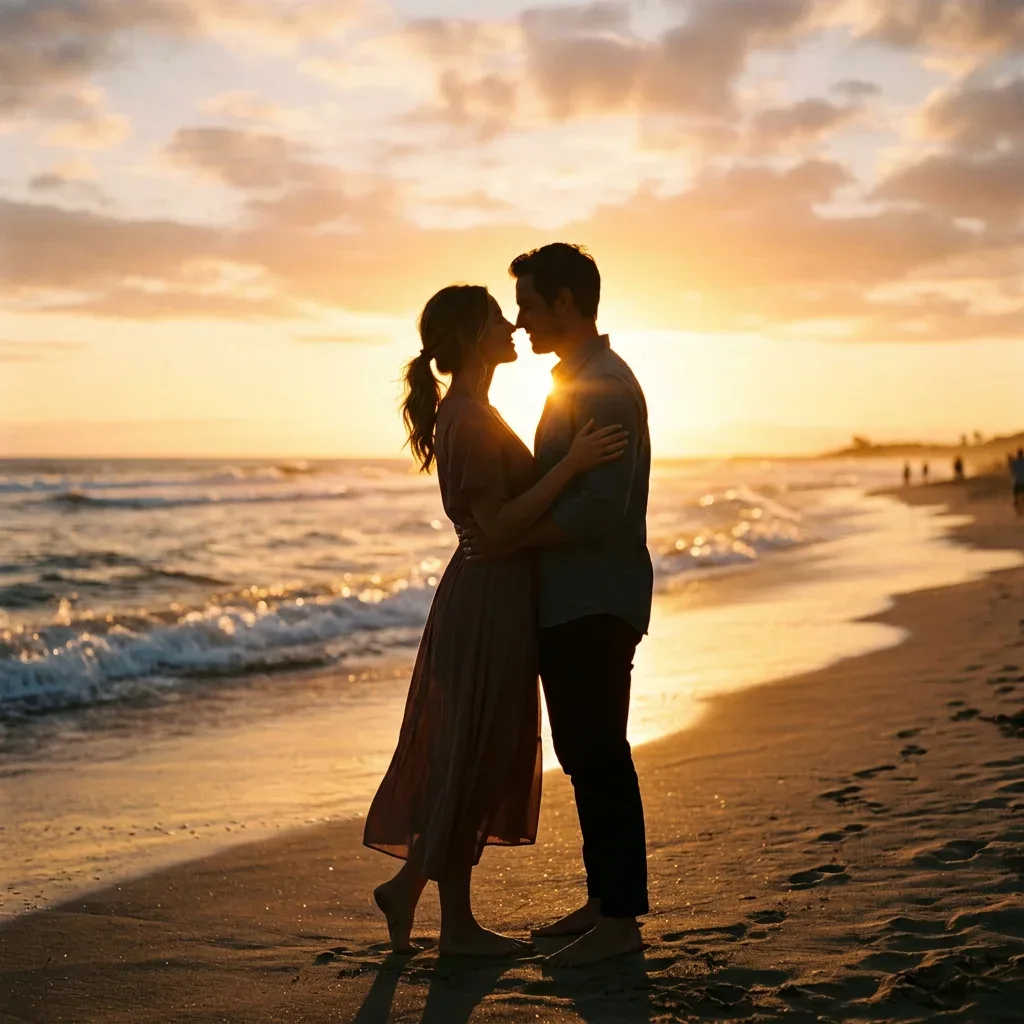 Golden Hour Beach Romance - golden hour couple dp for instagram Golden Hour Beach Romance - golden hour couple dp for instagram | BiosStyle HD Instagram DP