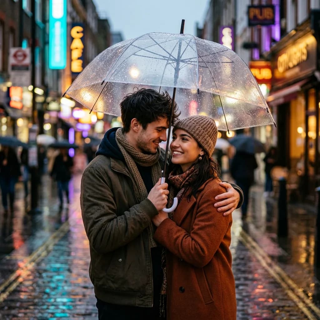Rainy Neon City Romance - rainy neon city couple dp for instagram Rainy Neon City Romance - rainy neon city couple dp for instagram | BiosStyle HD Instagram DP