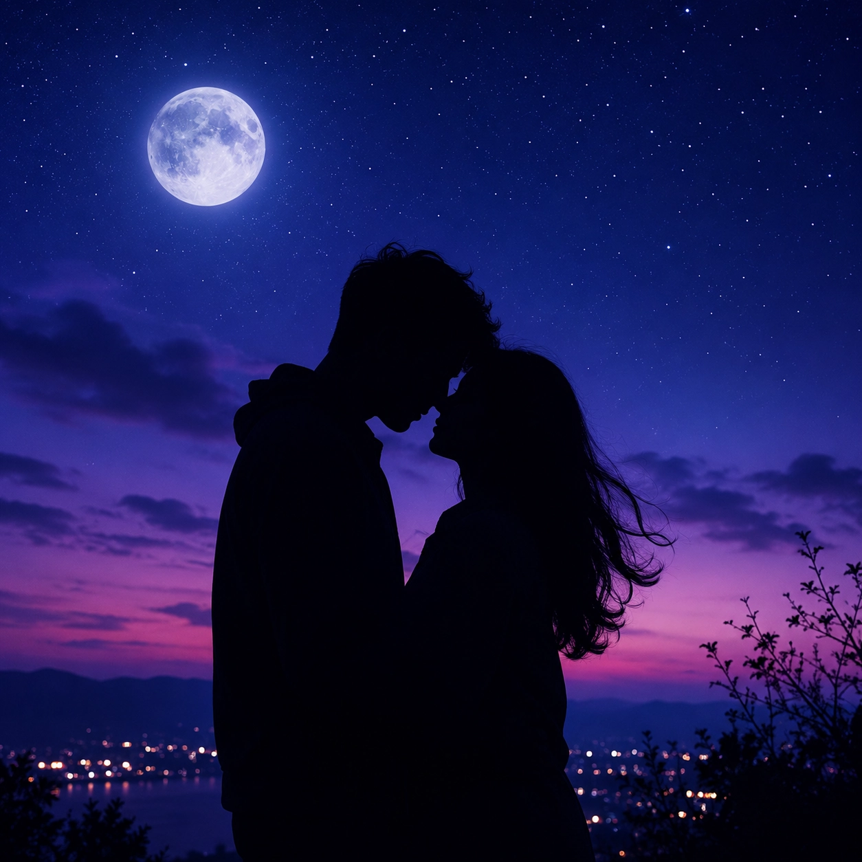 Moonlit Hearts - moonlight couple dp for instagram