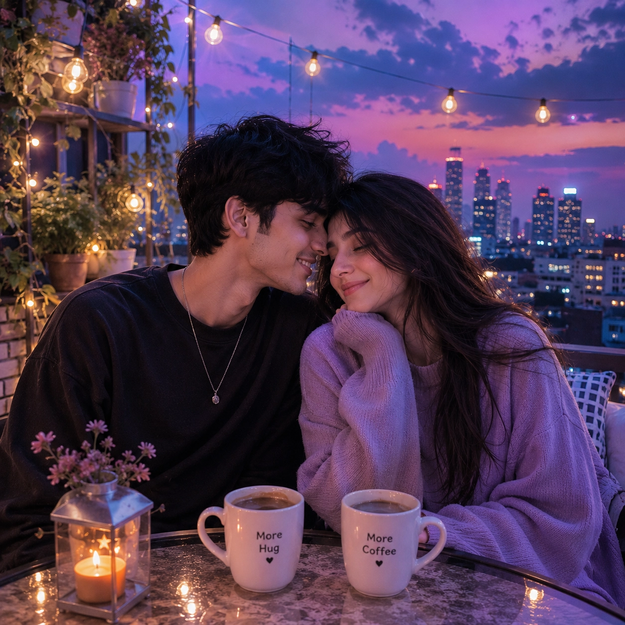 Rooftop Romance - cute couple dp for instagram