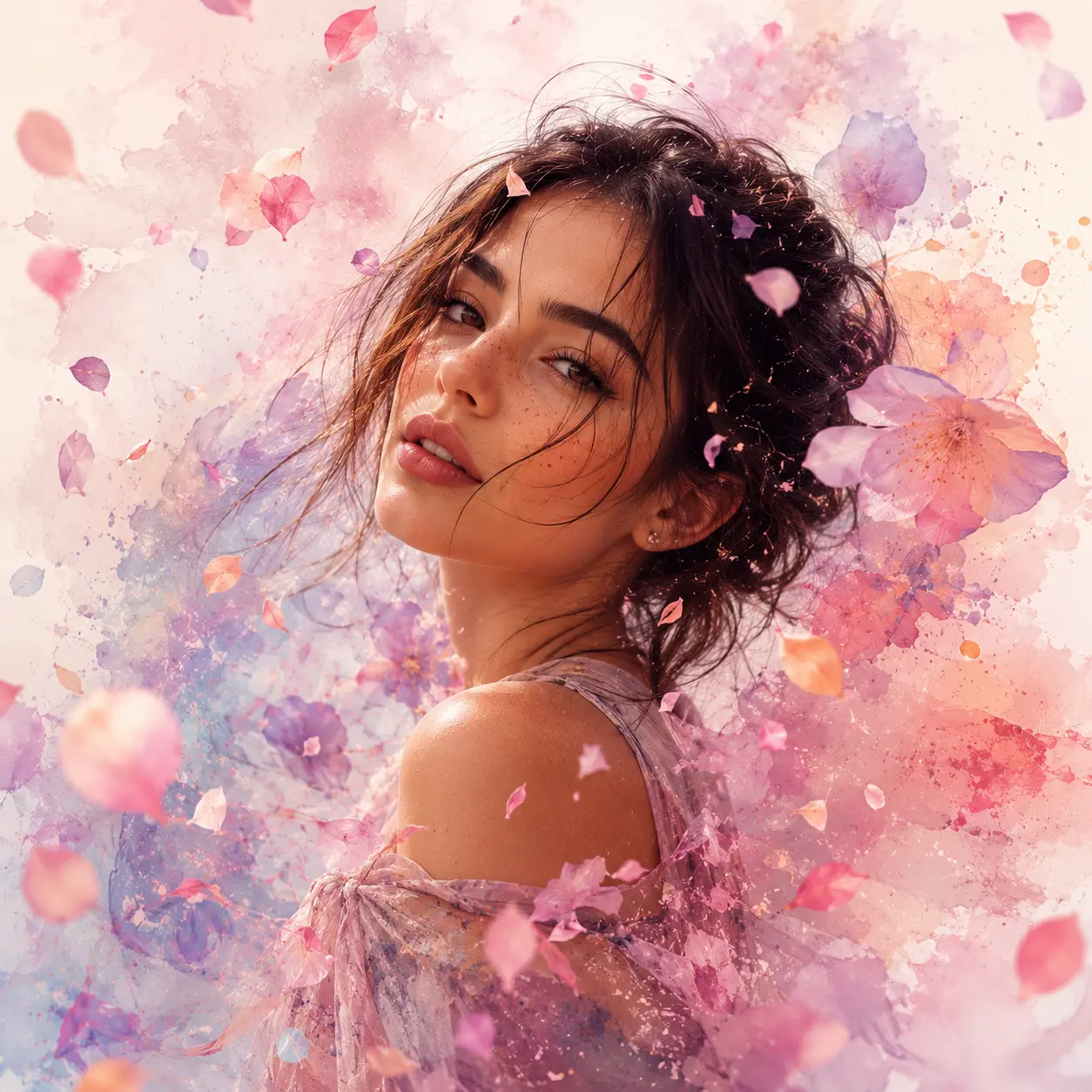 Floral Art DP - Best Instagram DP for girls with artistic floral portrait and pastel colors