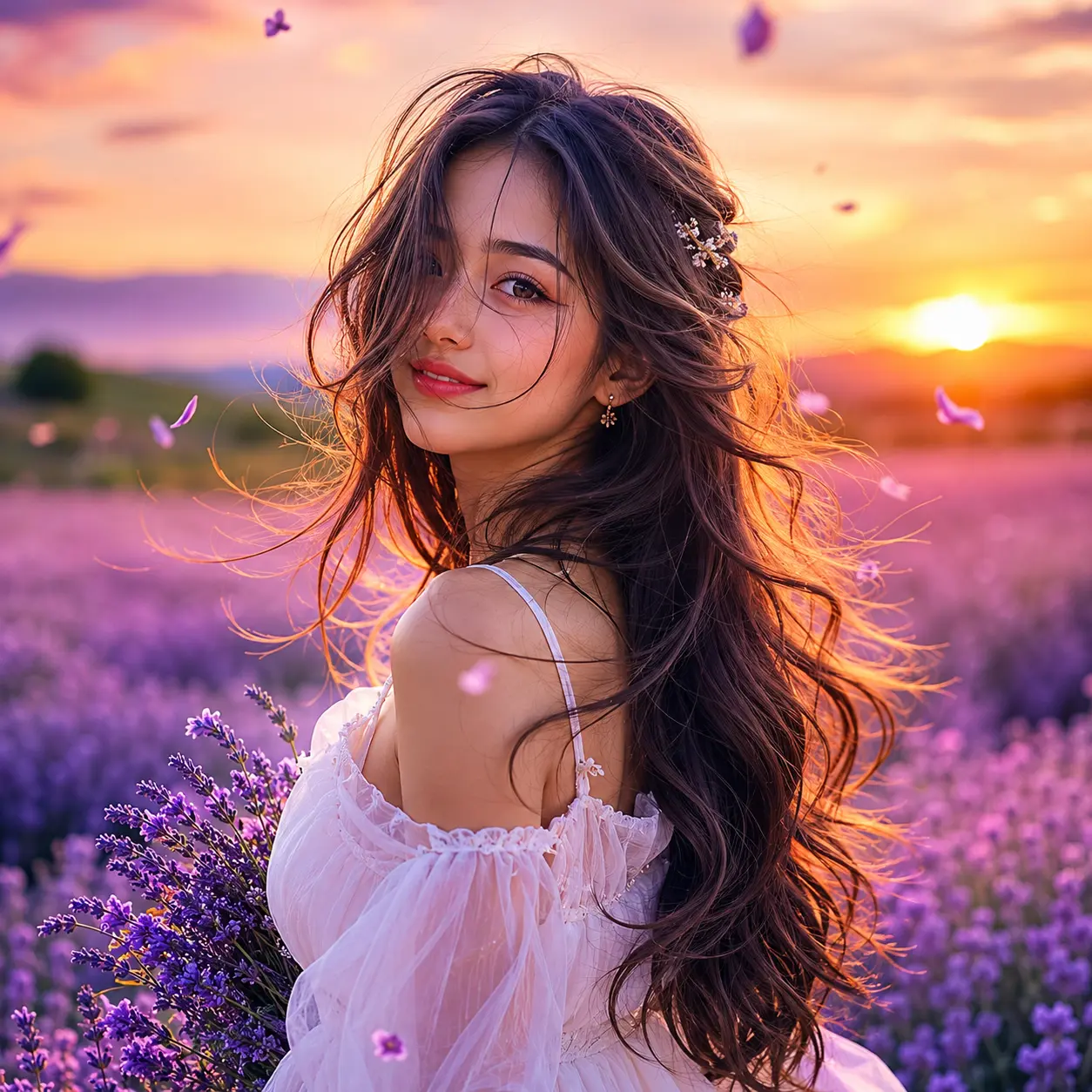 Lavender Dream DP - Best Instagram DP for girls in lavender flower field with dreamy aesthetic portrait
