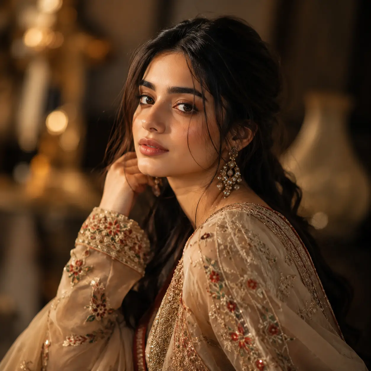Royal Grace DP - Best Instagram DP for girls with elegant traditional outfit and graceful look