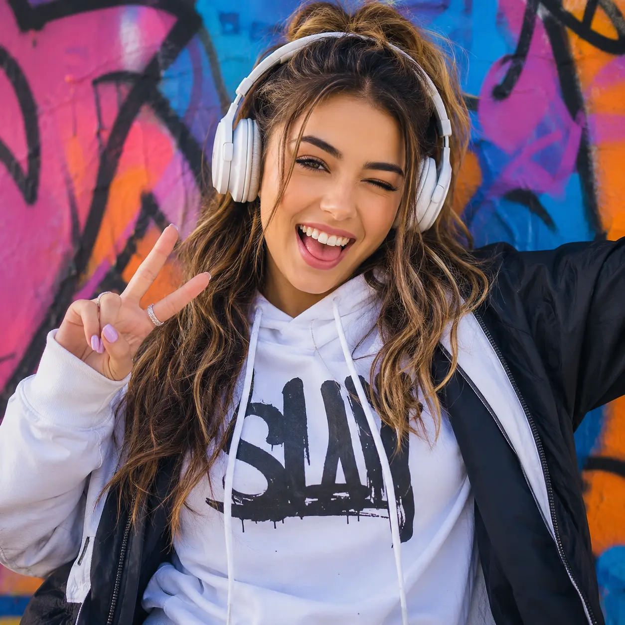 Street Style DP - Best Instagram DP for girls with trendy streetwear fashion and graffiti background